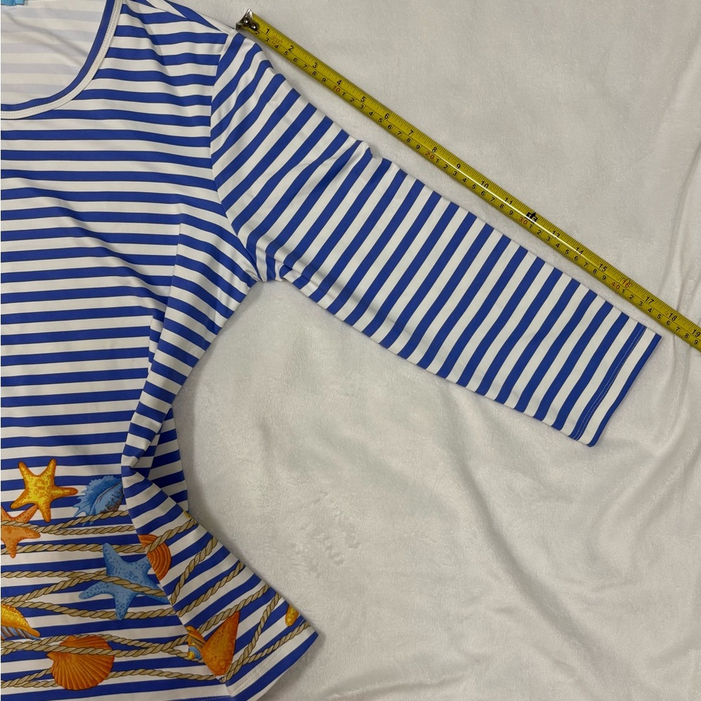 J. McLaughlin Blue and White Striped Top - Picture 6 of 7